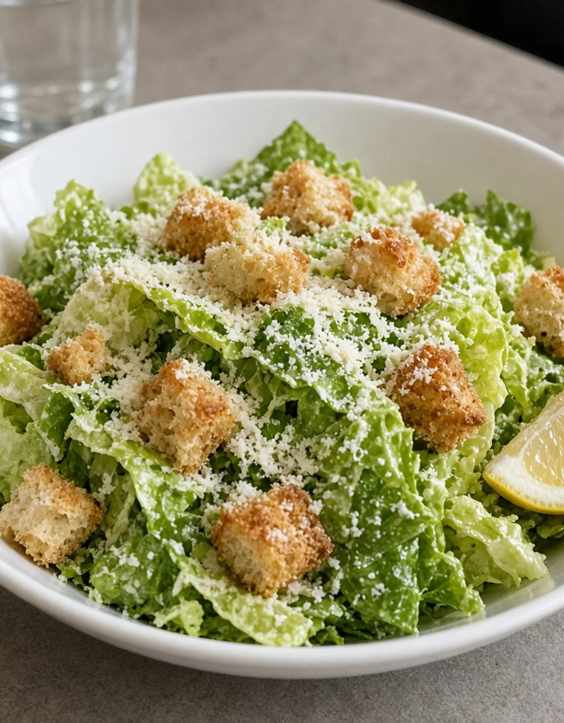 Caesar salad with parmesan and croutons