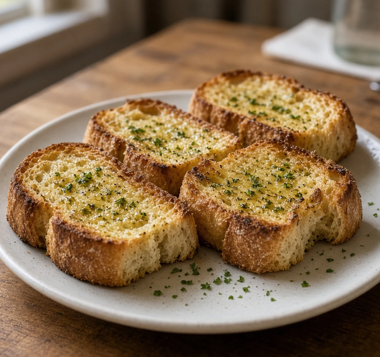 Garlic toast with parsley