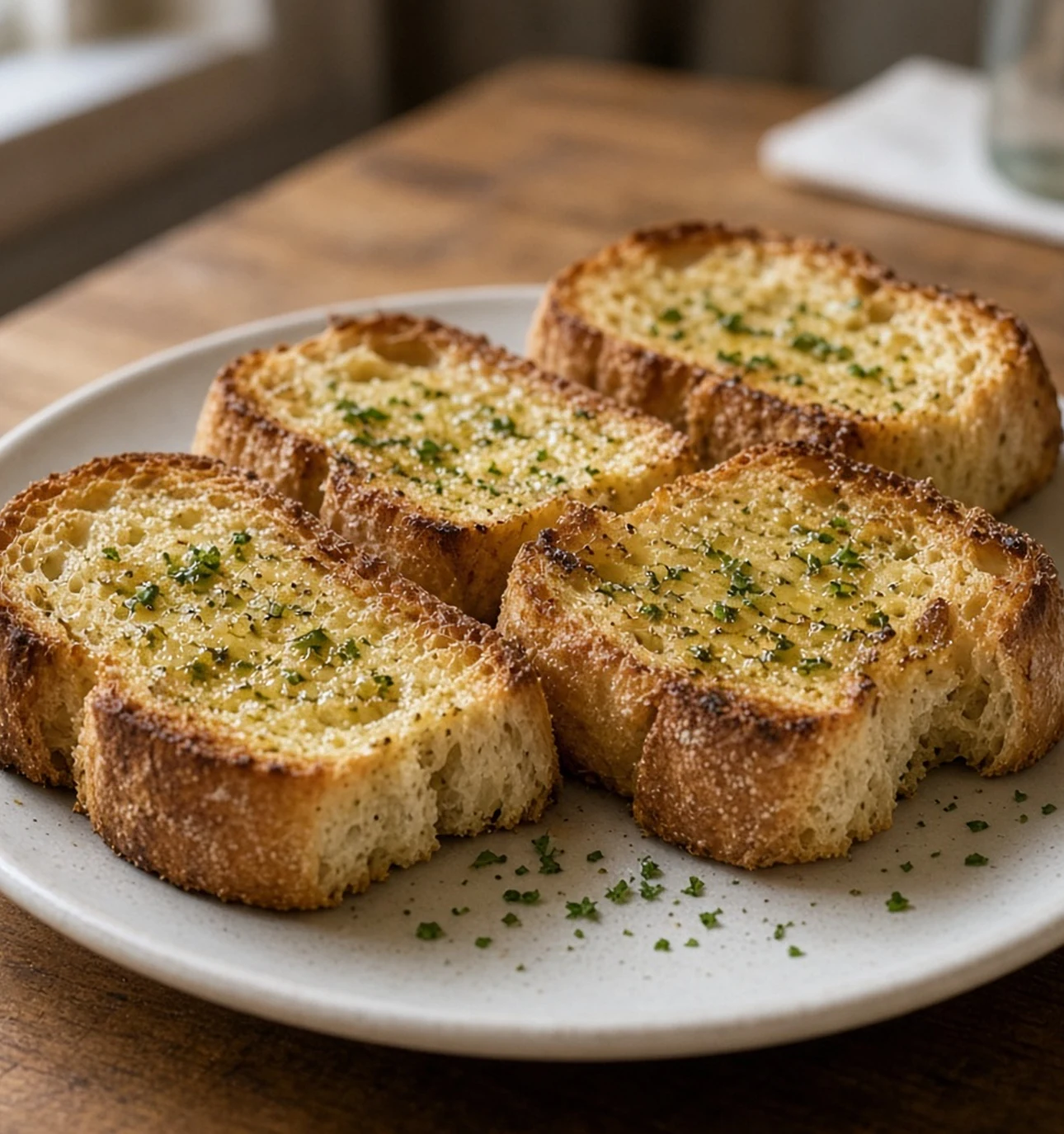 Garlic toast with parsley